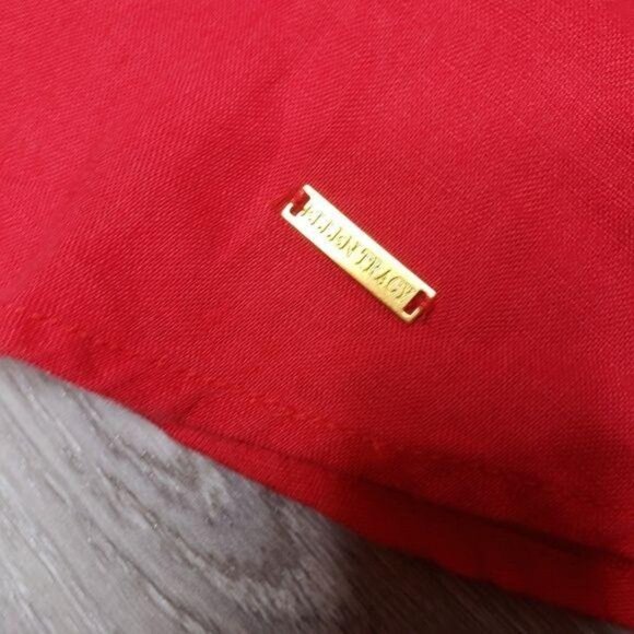 Ellen Tracy NWT Womens Red Linen Blouse With Gold Zipper & Button Detail Size M - Picture 8 of 8